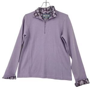 Orvis Quarter Zip Sweatshirt Pullover Top Womens Size S Lavender Ribbed Knit